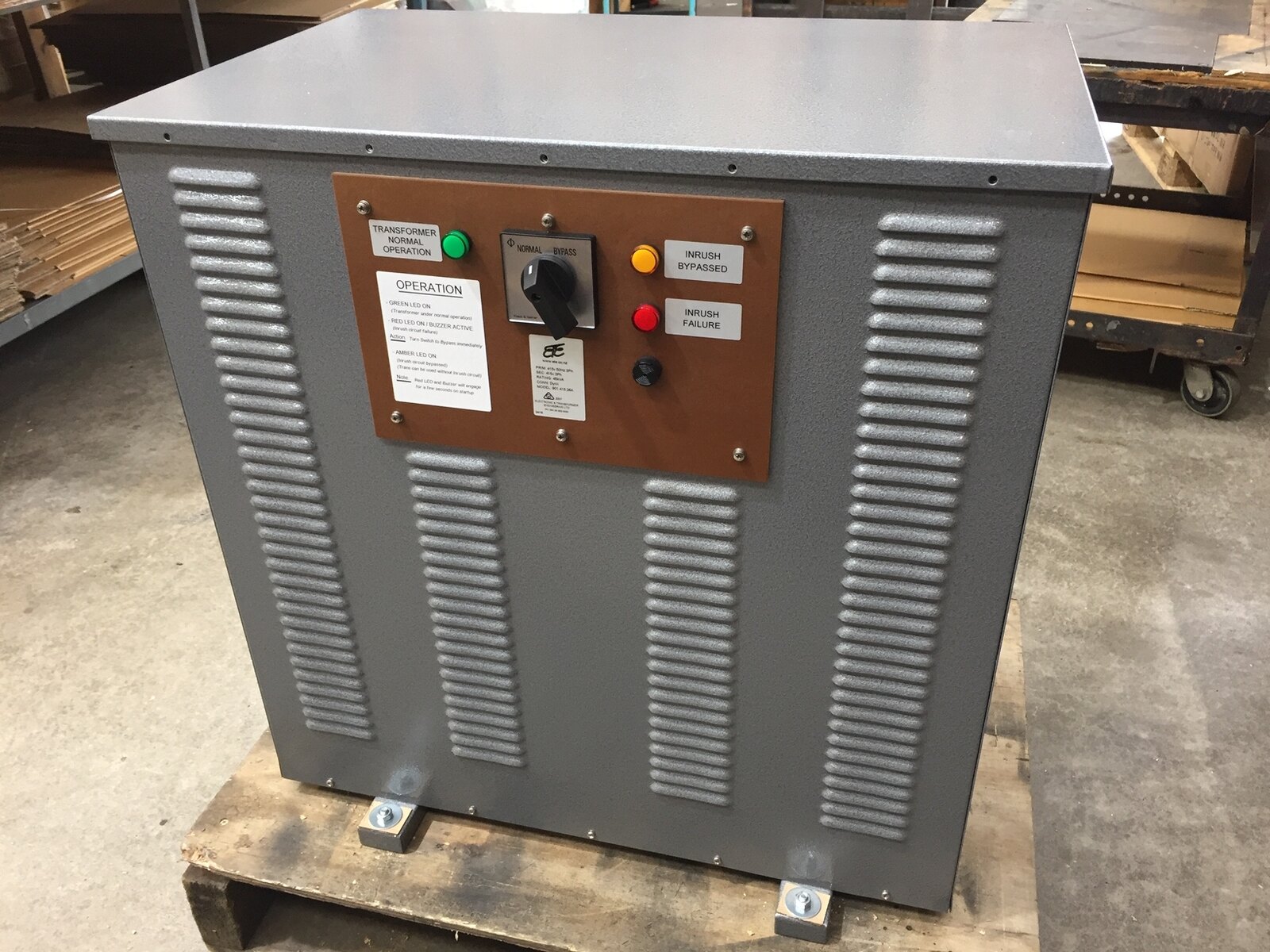 An enclosed transformer with integrated controls