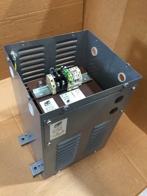 Enclosed transformer in a louvred case